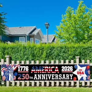 USA 250th Anniversary Semiquincentennial Banner, 1776 America 2026 Patriotic Party Decor For Men Women, Decorations for Outdoor, Indoor, Yard, Garden, Porch, Lawn | 010426.C00832.ID03