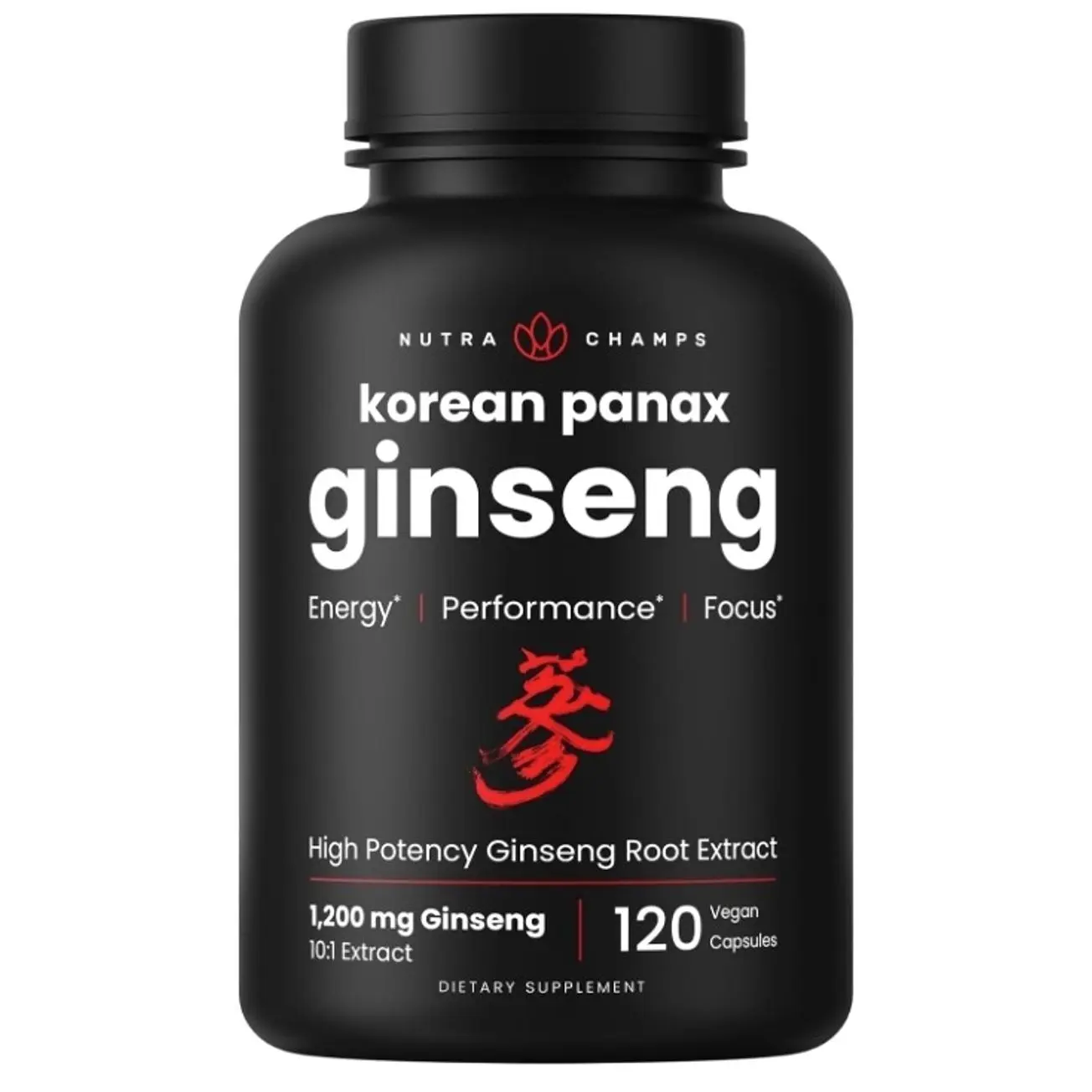 Korean Red Panax Ginseng Capsules | Extra Strength Ginsenosides for Energy, Focus, Performance, Vitality & Immune Support | Korean Ginseng Root Extract (120, Red)