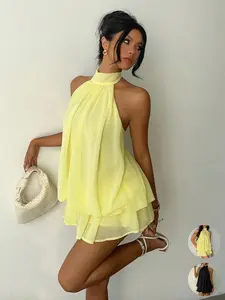 Women's Chiffon Elegant Halter Tie Mini Dress,Women Dating Dress,Women Night Out Dress,Summer Dresses For Women, Honeymoon Outfits Woman .Women Wedding Guest Dress. Island Vacation Outfits,Wedding Guest Dress Women ,Sun Dresses For Women ,Elegant Dresses