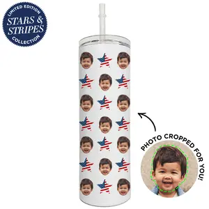 Personalized Stars and Stripes Skinny Tumbler