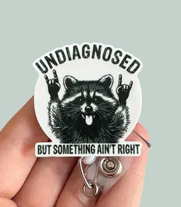 Sarcastic raccoon undiagnosed but something ain’t right badge reel - Funny badge reel -Coworker gift badge reel - Rn badge reel