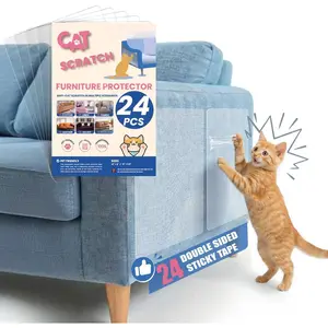 24 count  Scratch Furniture Protector, Double Sided Couch Protectors Tape from Cats Claws , Clear Sticky Sheets Proof Clawing Sofa Corner Protection Cover Anti Scratch for Furniture