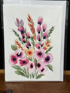 Hand-painted Greeting Card - Pretty in Pink