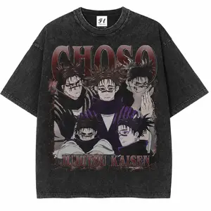 Jujutsu Kaisen Choso Anime Graphic Tee, Vintage Acid Wash Unisex T-Shirt, Anime OOTD show 90s Bootleg Retro Oversized Top, Y2K Grunge Harajuku Aesthetics Hip Hop Streetwear Clothes for Men and Women