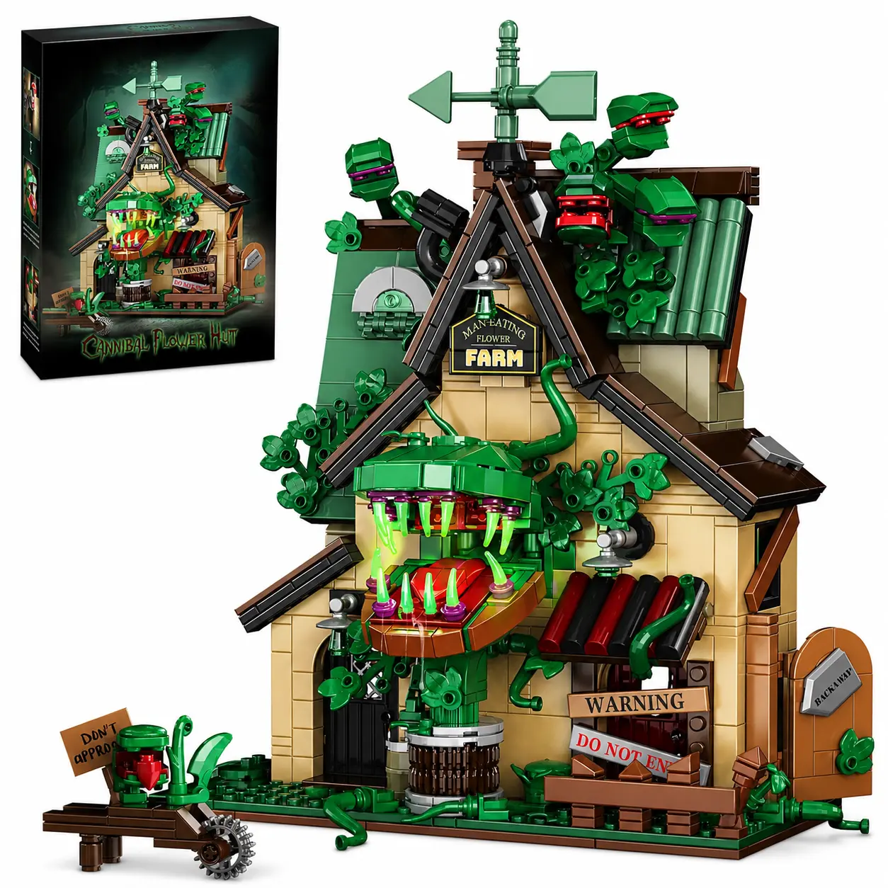 Haunted House Building Set, Little Shop of Horrors Decor Gift, Man-Eating Flower Farm Architecture Model Kit 958 Piece