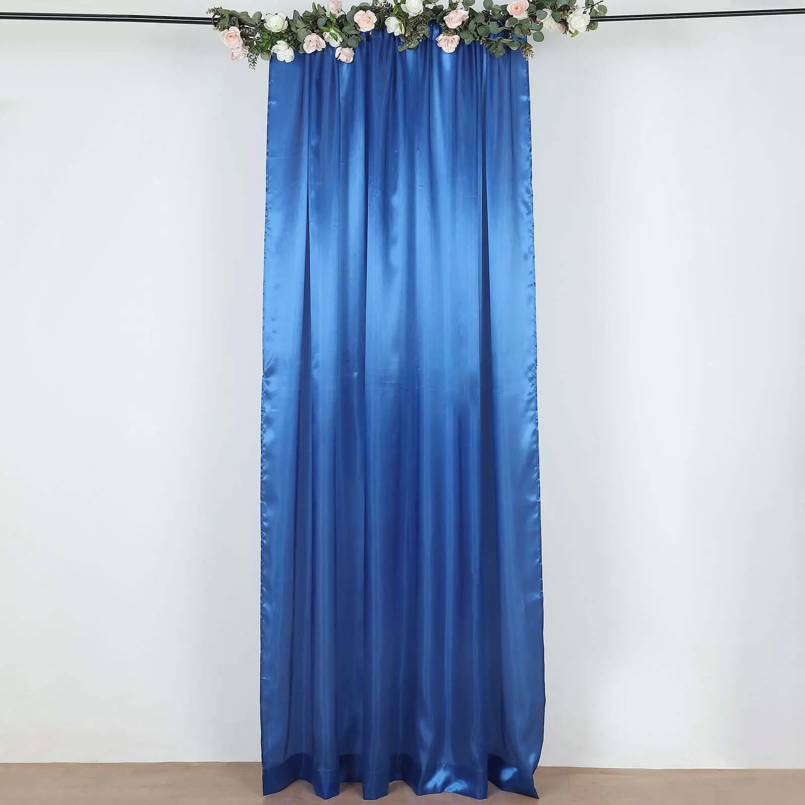 8ftx10ft Royal Blue Satin Curtains - Event Drape Photo Backdrop Panel for Weddings, Halloween, Birthday, Mother's Day, Home Events