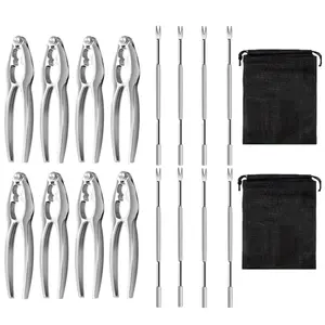 18 Pcs Lobster Crackers and Picks Set,Crab Leg Cracker Tools,Stainless Steel Seafood Crackers & Forks Nut Cracker Set for Eating Stake Support,Christmas Party Gifts,Hand Tools Kits