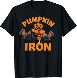Pumpkin Iron Halloween Gym Workout Lifting Pun Funny T-Shirt - Jacobjbt Shop 33B0C9G11TDM