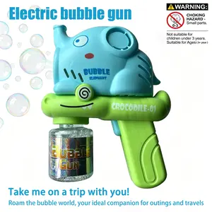 Cute Elephant Electric Bubble Gun, Leak-Proof Automatic Bubble Machine with 80ML Bubble Solution, Perfect for Kids' Parties and Outdoor Play