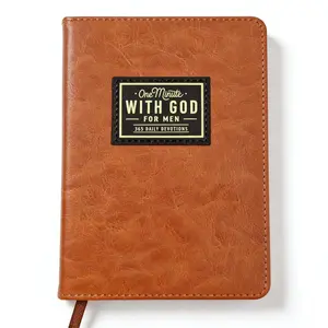 Men's 365 Daily Devotional Leather Bible Journal - 1-Minute With God Prayer Notebook, Christian Scripture Study Diary, Inspirational Faith Gift for Fathers, Church Gift Supplies