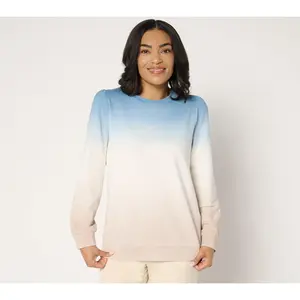 Denim & Co. Active Floral or Ombre French Terry Pullover
