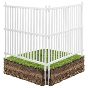 fathersdaygift VEVOR 2 Panels Outdoor Privacy Screen, 48x 48 in Air Conditioner Fence with 19.7 in Ground Stakes, Pool Equipment Enclosure, Strip Vinyl Privacy Fence, Ideal for Trash Can and A/C Units, White