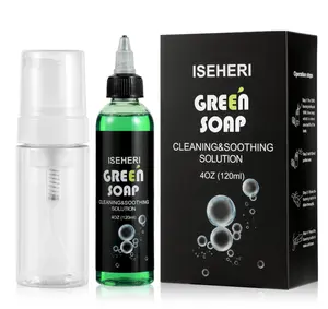 Ultra Concentrated Green Soap Tattoo 4OZ with Foaming Bottle 120ml, Green Soap Tattoo Supplies for Tattoos Piercings, Clean Skin Equipment