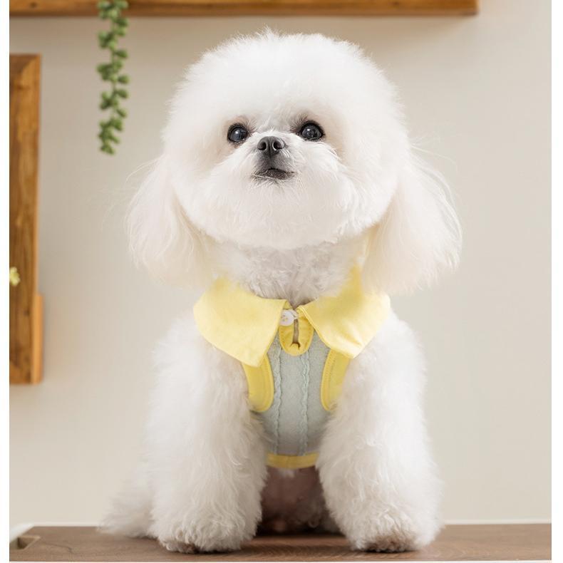 Pet Clothes Dog Cat T-Shirt Polo Shirt sleeveless Cute Costume Breathable Bow With Leash Ring D00039