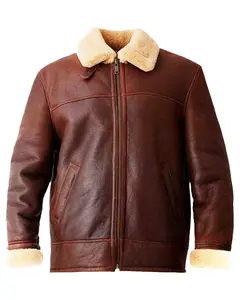 MotorCycleJackets Mens Aviator Brown Leather Jacket