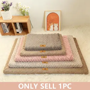 Winter Warm Dog Bed Mat, Wave Shape Sponge Insulation, Removable Washable Plush Pet Bed Pad, Cozy Heated Dog House Accessory Bedding Home