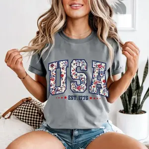Comfort Colors Floral USA Shirt, American Girl Shirt, USA Est 1776 Shirt, USA 250 Anniversary Shirt, Girly 4th of July Shirt, Independence Day Tee, USA Flag 4th of July Gift, Celebrate Our 250th Anniversary Tee, Patriotic Women Shirt, Flower USA Shirt