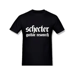 t shirt meme Gothic 'Schecter Guitar Research' Black Short-Sleeved Plus Size T-Shirt - Classic Round Neck Tee, Bold White Text Design, Ideal for Music Lovers and Everyday Casual Wear