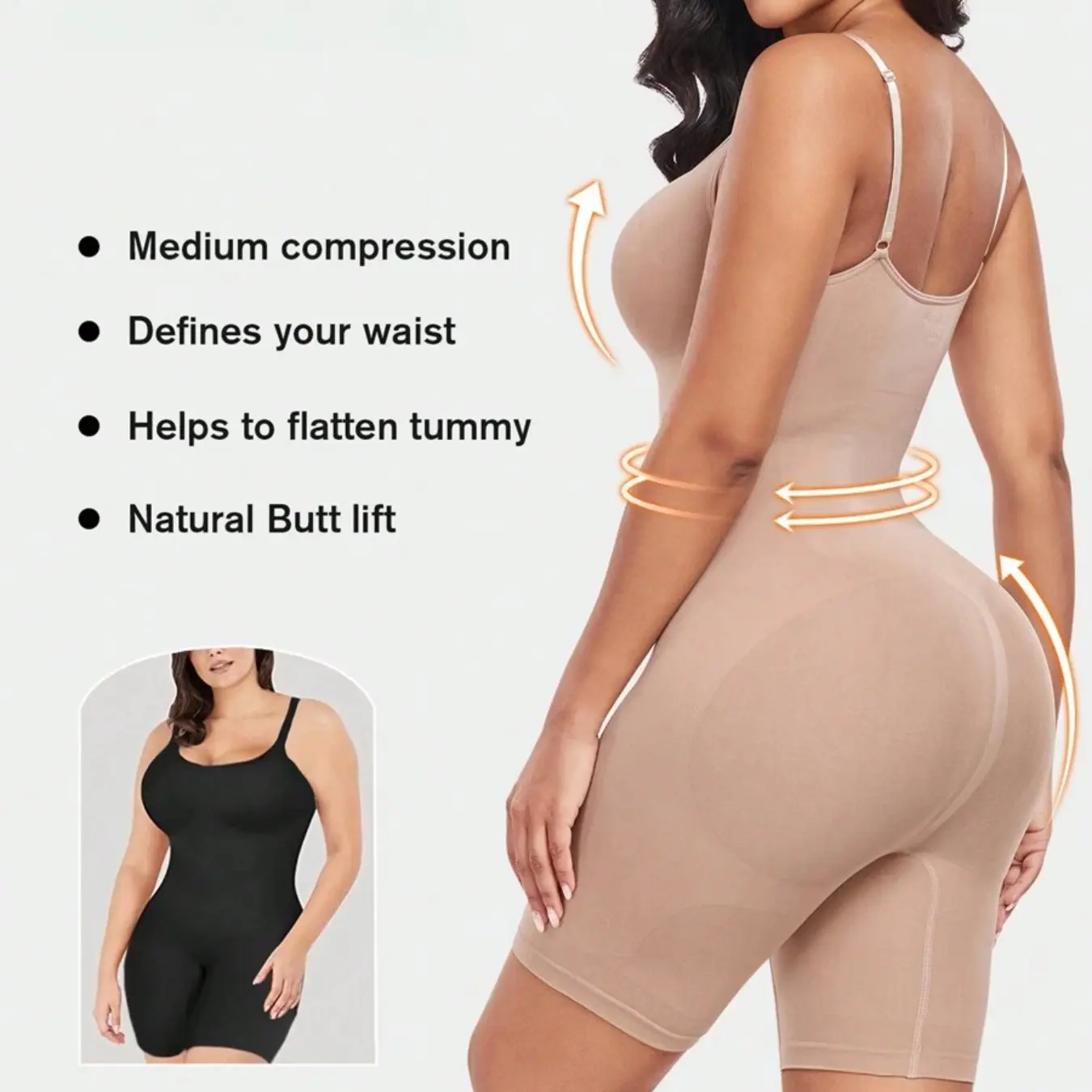 Women's Shapewear Bodysuit - Tummy Control Seamless Butt Lifting Workout Bodycon One Piece Shorts Jumpsuit Fabric Womenswear