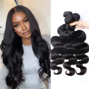 【SUMMER VIBES】Megeen 12A Body Wave Human Hair Bundles 100% Human Remy Hair Natural Black Human Hair Extensions Body Wave Brazilian Hair Weave 3 Bundle for Women