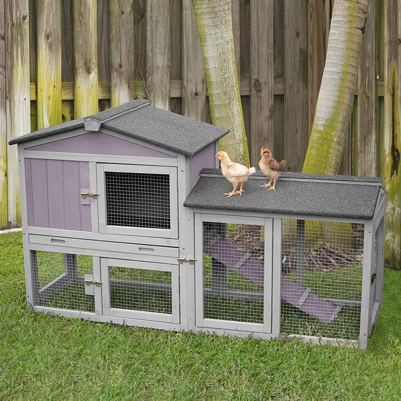 【DealsForYouDays】Aivituvin Wooden Chicken Coop Outdoor Enclosed Enclosure, 1–2 Chick Fit, Secure Latch, Easy To Combine With Second Coop, Asphalt-Ready, Comfortable Nesting Area For Ducks, 57" L x 21" W x 33" H, Model AIR02