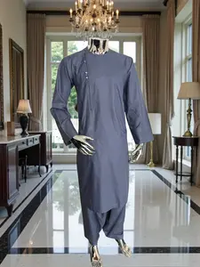 Afghan Parahan Tunban Blue Gray – Qasimi Design Large