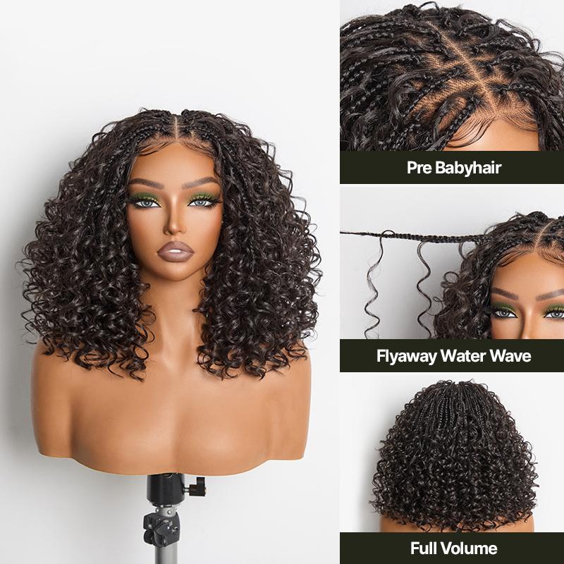 Frodio Veralux™ 13x6 HD Lace Wig Glueless Wear & Go 12” Boho Braids Water Wave Pre-Cut Lace Wig – Premium Fiber, Beginner Friendly