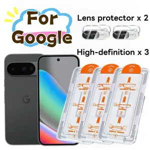 3+2 Pack Google Pixel Smartphone Screen Protector Set, Ultra HD Tempered Glass Film, Supports Ultrasonic Fingerprint, Auto-Align, Dust-Free, Bubble-Free, Accessories