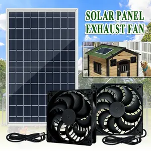 10W Portable Fixable Solar Panel Mini Exhaust Fan Portable Ventilator Ventilation Fan Air Extractor Rechargeable For Kitchen Pet Dog Chicken Coop Greenhouse Growing