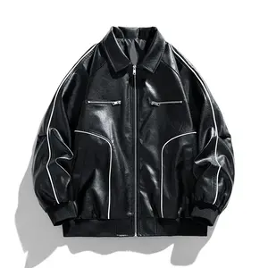 Spring And Autumn Men's Casual Lapel American Vintage Trendy Leather Jacket