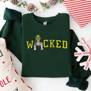 Shiz Sweatshirt Hoodie Embroidered Wickeds Movie ,wicked Glitter Shirt, Wizard Shiz University Shirt, Best Wickeds Merch Movie Lover Gift, Shiz Green Embroidered Sweatshirt, W.icked Musical E.lphaba and G.linda Sweatshirt