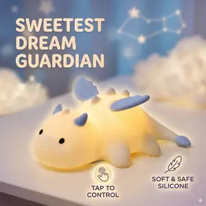 Cute Baby Dragon Magnetic Night Light, Color Changing Timer Silicone Lamp, Children Bedroom Bedside Sleep Companion