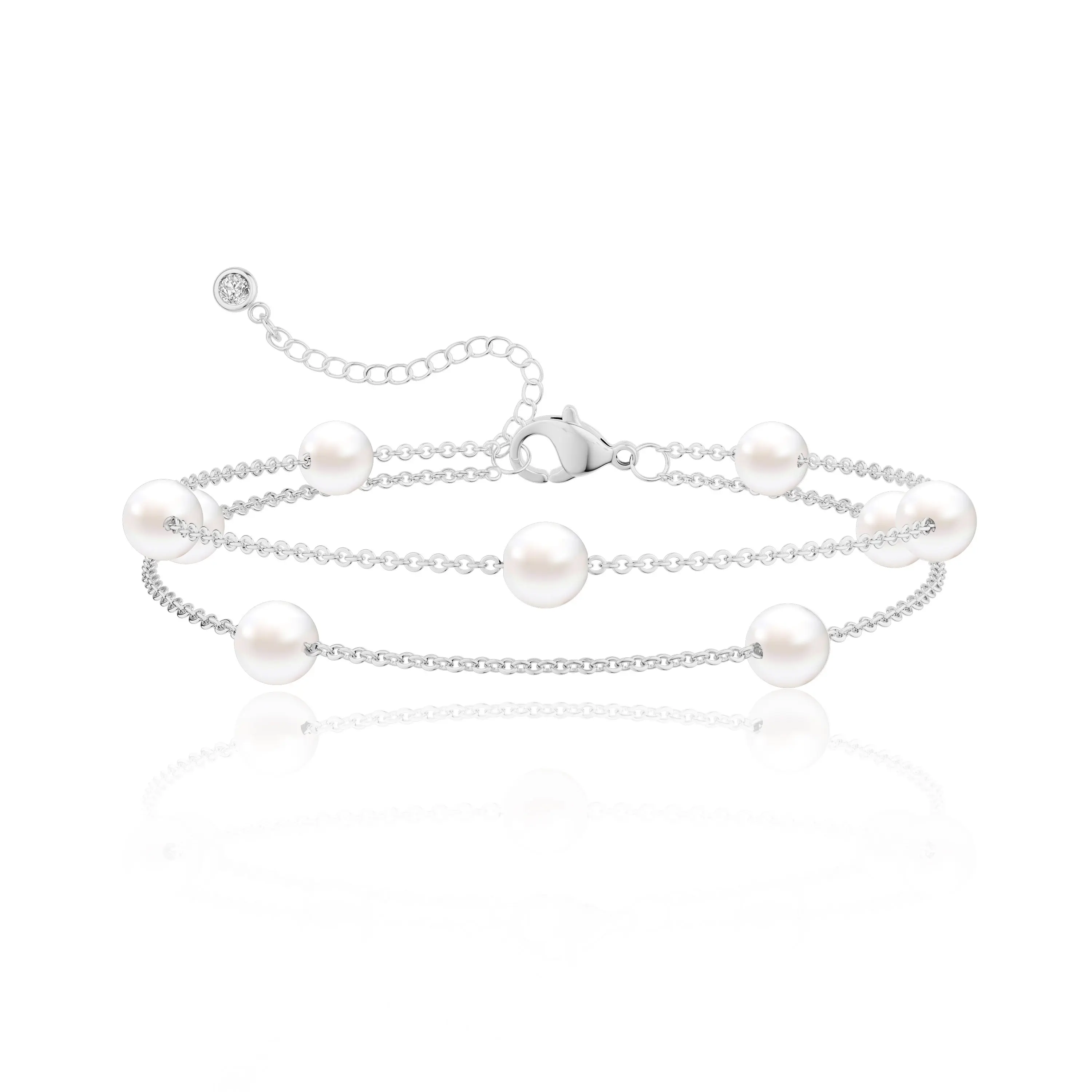 Pearl Bracelets for Women, Bracelets Dainty Pearls Beaded Link Chain Charm Bracelets Set Layered Non Tarnish Tiny Jewelry for Women