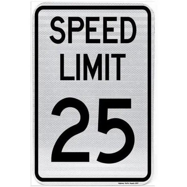25 MPH Speed Limit Sign, 8"X12" 3M Engineer Grade Prismatic Reflective Aluminum Sign with Holes, Reinforced Corners & Mounting Options by Highway Traffic Supply