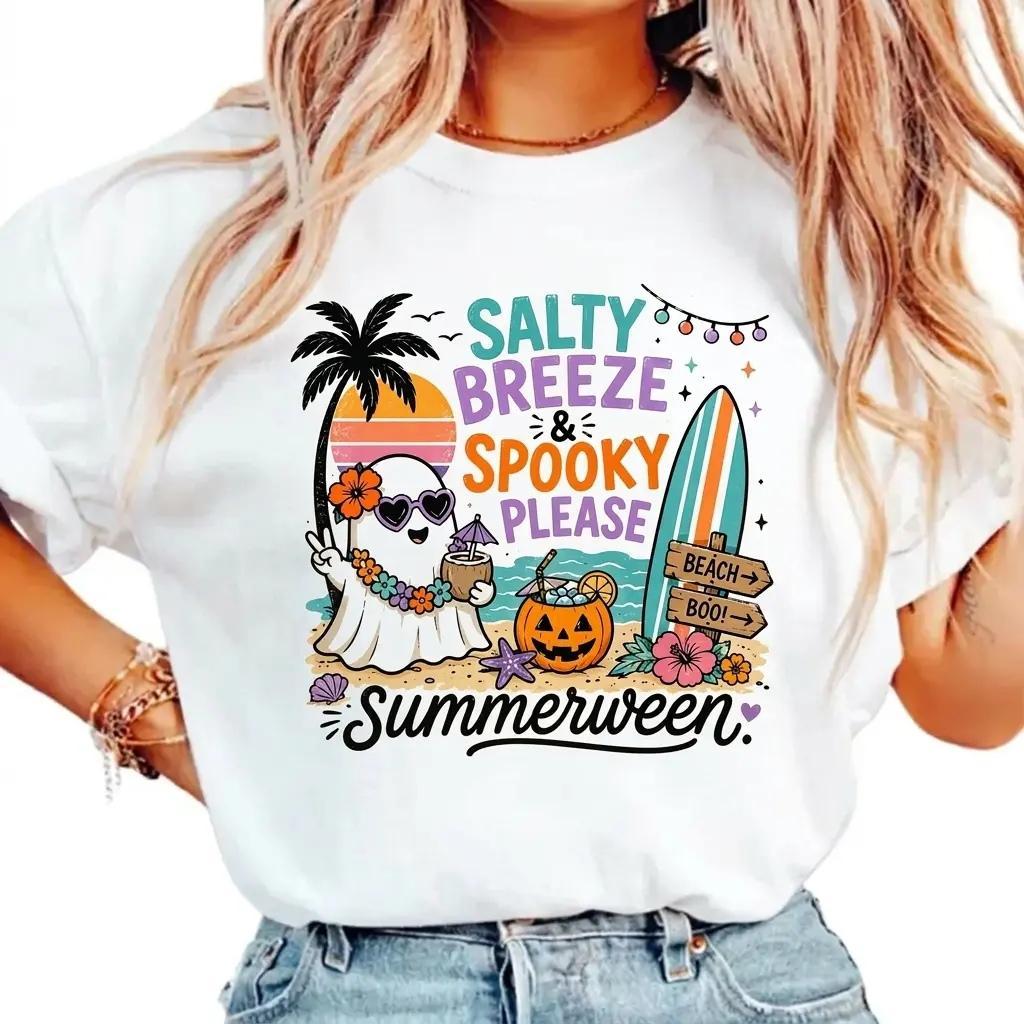 Summerween Shirt Salty Breeze Spooky Please Beach Ghost Retro Halloween Tee – Ahri Clothing