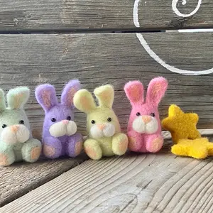 Easy Bunny Kit, Needle Felting Little Bunnies, EASY Beginner to Expert Needle Felting Kit, Needle Felting Art Kit, Makes 5 Bunnies