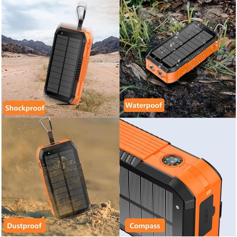 65800 mAh Wireless Fast  Hand Crank  Solar Power Bank,15W Fast  for All Mobile Devices,4 Output With Compass,Flashlights,LED lights,Large Capacity Outdoor Camping Phone Smartphone Accessories Charging Chargeable