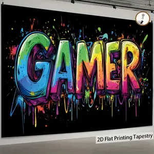 Gaming Tapestry Gamer Backdrop Tech Theme Wall Hanging Photography Background Neon Decor for Living Room Bedroom Indoor Outdoor Setup Decoration