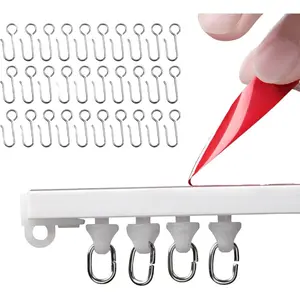 Self Adhesive Ceiling Or Wall Curtain Track 12FT No Drill No Damage Curtain Track Hangers Adhesive Curtain Rod For Windows Cabinet Closet Bathroom Shower