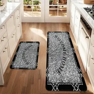 Glitter Diamond Pattern Kitchen Rugs, Non-slip Kitchen Mat, Decorative Floor Mat for Home Kitchen Living Room Bedroom Hotel, Geometric Pattern Rug, Kitchen Rugs Sets