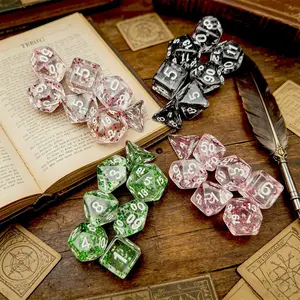 28pcs Acrylic Dice Set, Gold Foil, Board Game Dice, Rpg Dice, Multi-Face Tabletop Games, Role-Playing Dice, Durable
