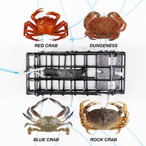 Crab Snare Traps with 6 Loops, 1OZ Galvanized Steel Block, Rectangular Crab Snare for Dungeness, Rock, Blue Crab Fishing Accessories