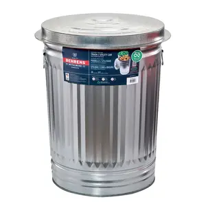 Behrens 31 Gallon Galvanized Steel Outdoor Trash Can – Heavy-Duty Metal Garbage Bin with Lid for Yard, Garage & Curbside, Silver