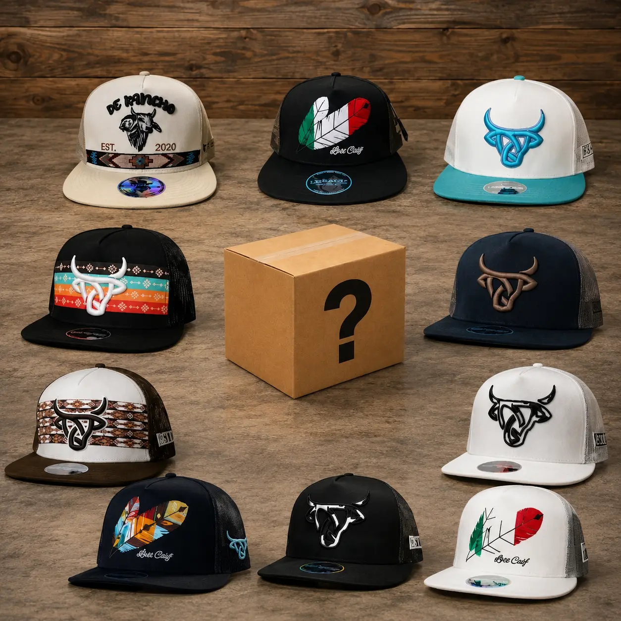 [BEST 2026] One Hat Sent Per Order, Vintage Western Trucker Hat Collection, DE Rancho Bull Hat, Tribal Western Snapback, Mexican Ranch Flat Bill Cap, Mesh Back Hat