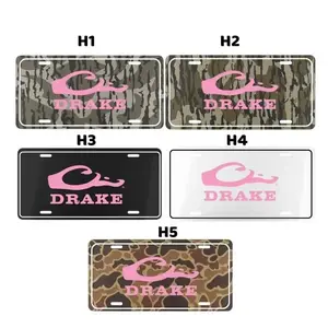 Drake Pink Logo License Plate - Old School Bottomland Camo Vanity Tag - Durable Aluminum Truck Accessory - Made in USA - 12x6 Inch