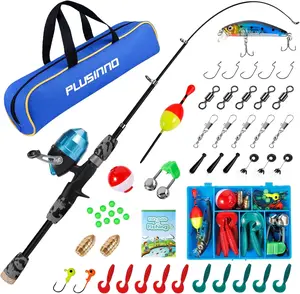 Kids Telescopic Fishing Rod with Spincast Reel Combo Kit for Children, 4–5 ft, Lightweight, Portable, Blue