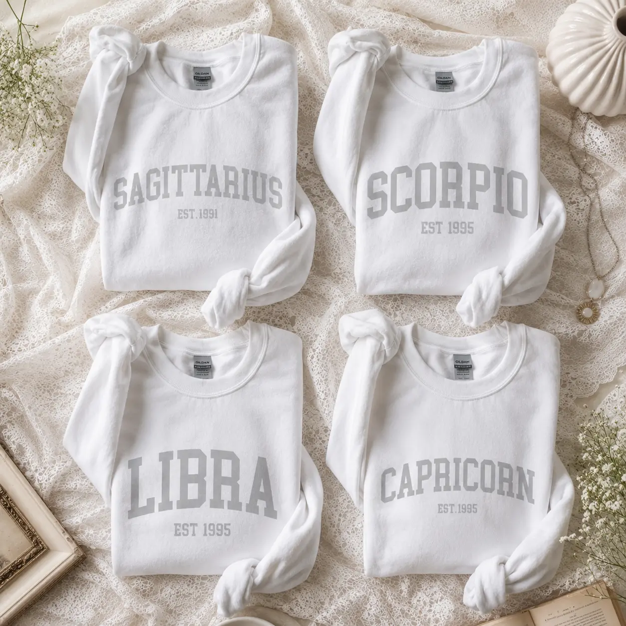 [Custom EST Year or Not EST] Custom Zodiac Sweatshirt, Personalized Birth Year Crewneck, Red Astrology Sweatshirt, Horoscope Graphic Pullover, Unisex Celestial Sweatshirt, Custom Star Sign Birthday Gift, Zodiac Lover Gift 2026- DarkFlex