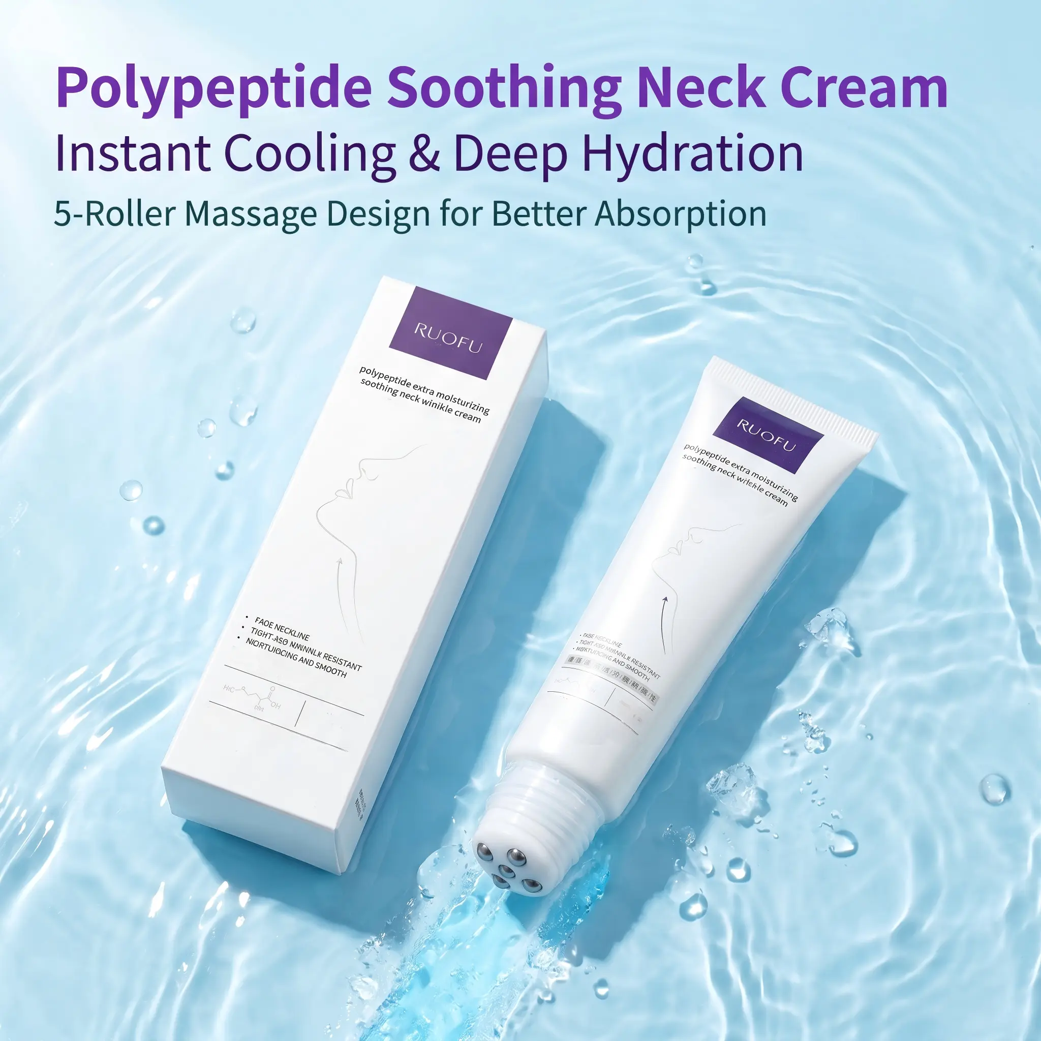 Neck Wrinkle Cream with Built-in Scraping Massager | Firming Treatment | Reduces Fine Lines, Defines Jawline, Tightens Neck, Collarbone, Armpits, Chest, Legs & Shoulders | Massage Cream