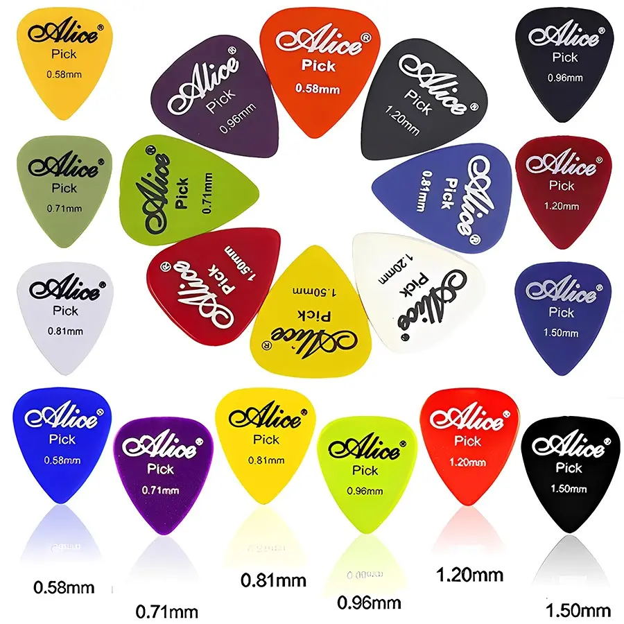 High-Quality Guitar Picks Set (20 Pieces), Durable Folk/electric Bass Picks, Varying Thickness Range: 0.58mm to 1.5mm, Ideal for Musicians