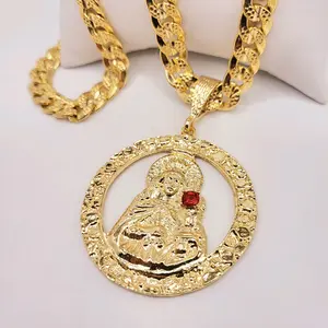 Saint Barbara Chain Gold Filled Cadena Cubana dije Santa Barbara Oro Laminado